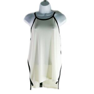 Express - Sleeveless Cream/Black Bow Keyhole Back Blouse - Small